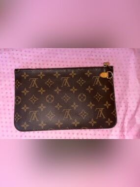 Louis Vuitton Tan and Brown Striped Interior Zip Pouch